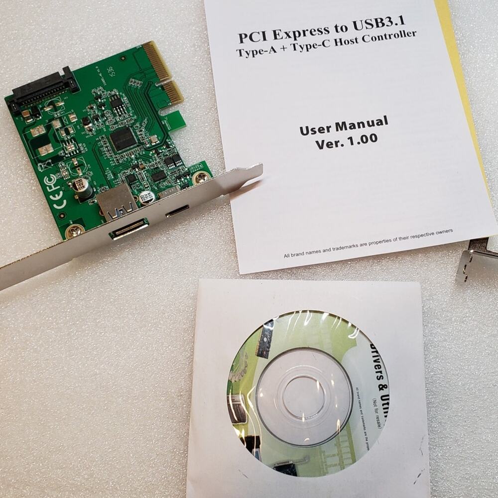 PCI Express to USB 3.1 Expansion Card (Type-A + Type-C Host Controller)